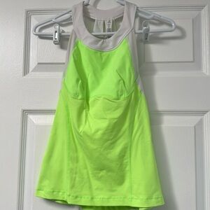 Lululemon Lime Green White Athletic Racerback Tank Top size 4